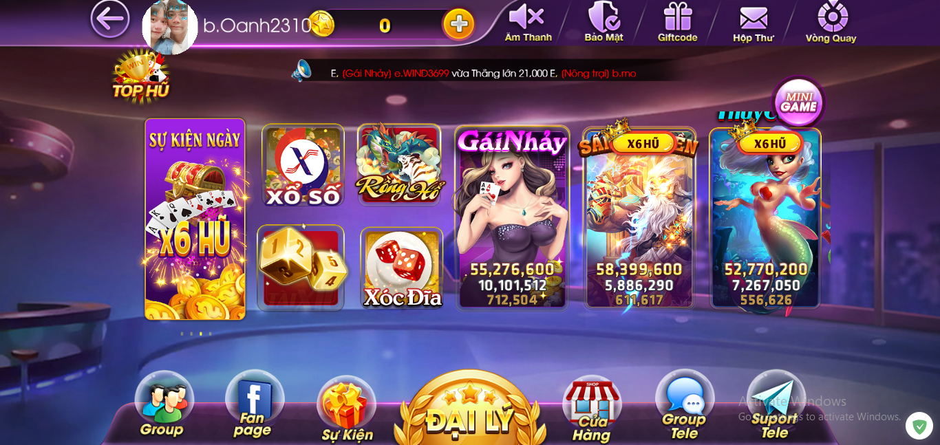 Giao diện của bon68 Club