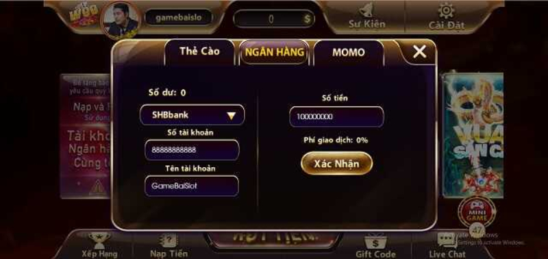 Cách nạp/rút tiền cho tài khoản 